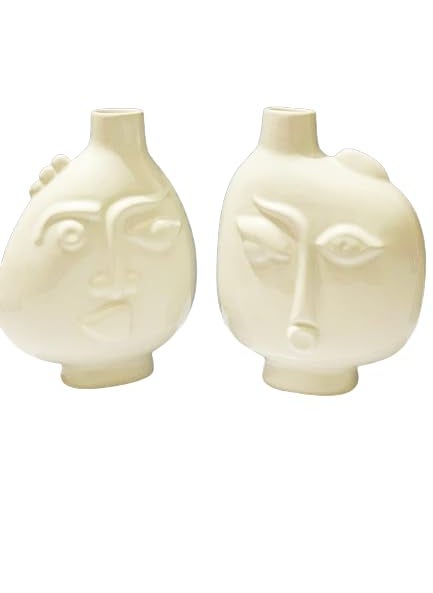 Kraftlik Handicrafts Ceramics Statue Flower Vase Planter Plants Pots Human Face Shaped Flower Vase for Table Top Home Office Decoration
