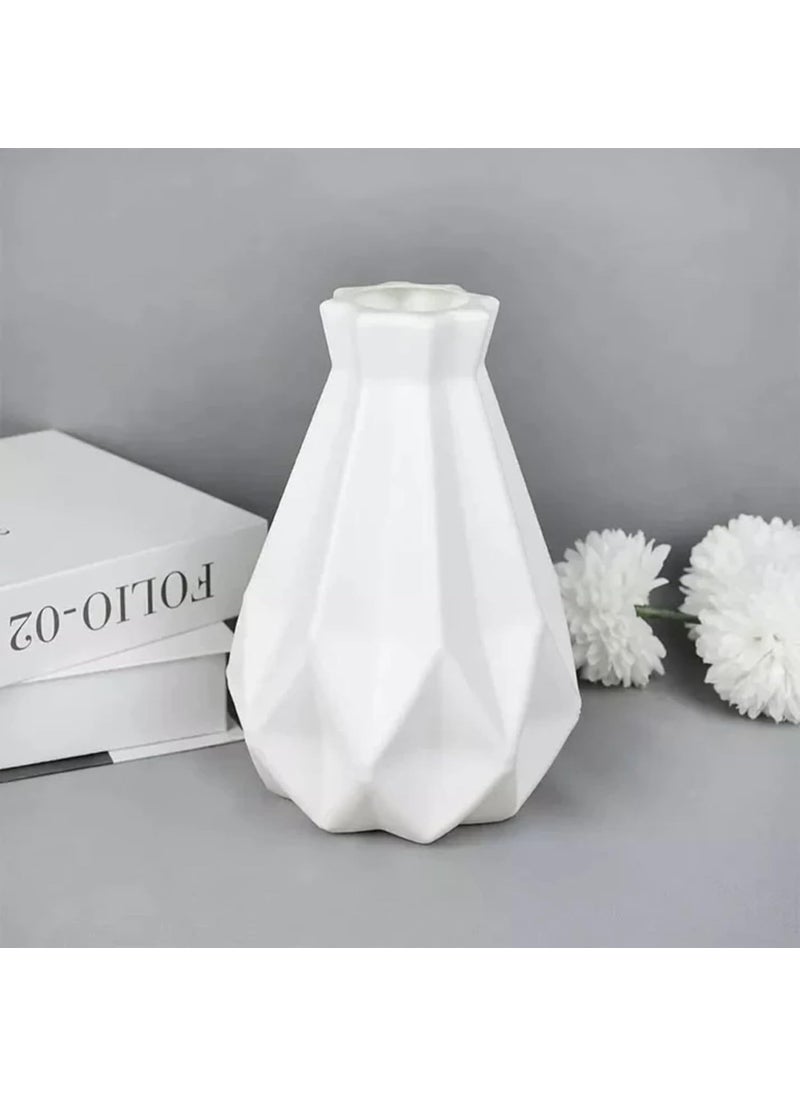 YOGO DECOR Echo Flower Vase for Home Office Decor White Elegant Design Plastic Durable Vase Modern Tabletop Centerpiece for Living Room Weddings Stunning Floral Bouquet Displays