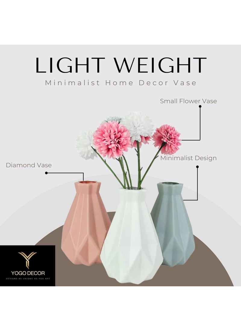 YOGO DECOR Echo Flower Vase for Home Office Decor White Elegant Design Plastic Durable Vase Modern Tabletop Centerpiece for Living Room Weddings Stunning Floral Bouquet Displays