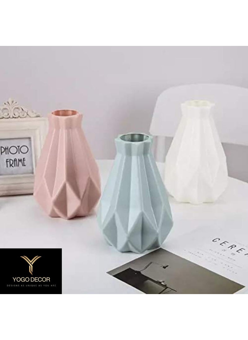YOGO DECOR Echo Flower Vase for Home Office Decor White Elegant Design Plastic Durable Vase Modern Tabletop Centerpiece for Living Room Weddings Stunning Floral Bouquet Displays