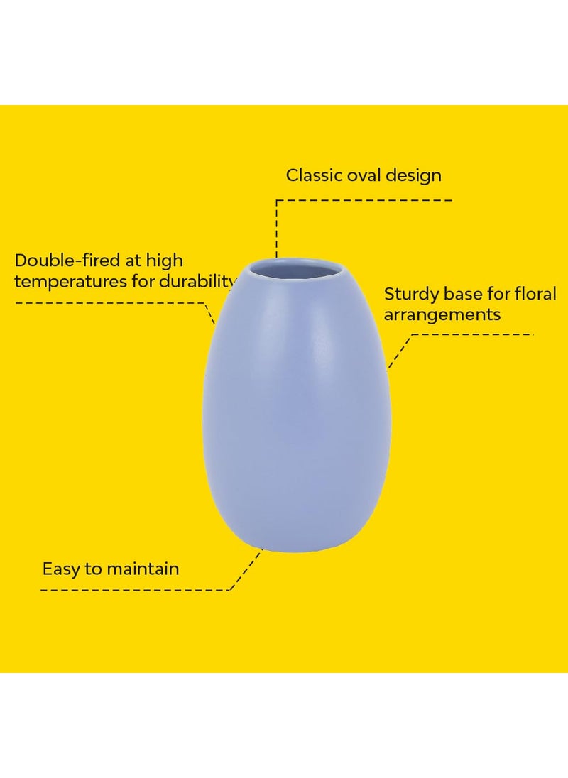 10club Ceramic Oval Vase Flower Vase for Home Decor Ceramic Vase for Home Office Centerpiece or Gifting Jodhpuri Blue