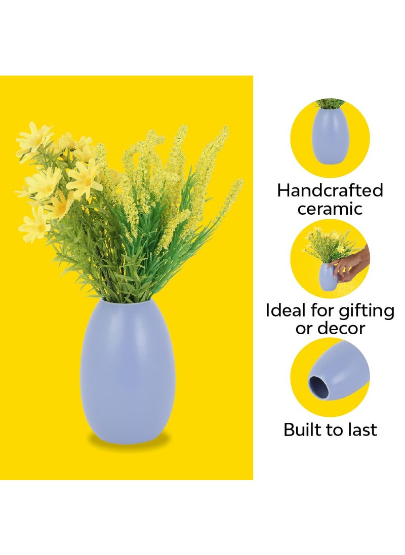 10club Ceramic Oval Vase Flower Vase for Home Decor Ceramic Vase for Home Office Centerpiece or Gifting Jodhpuri Blue