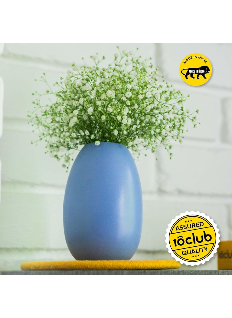 10club Ceramic Oval Vase Flower Vase for Home Decor Ceramic Vase for Home Office Centerpiece or Gifting Jodhpuri Blue