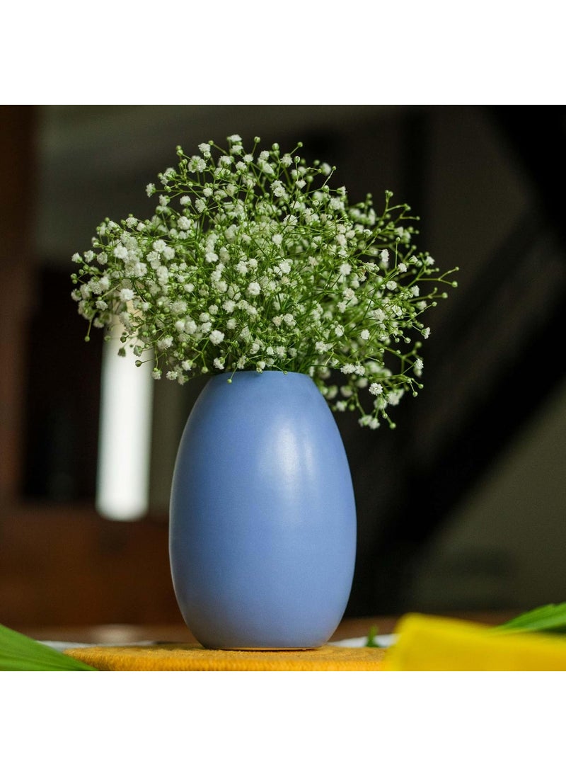 10club Ceramic Oval Vase Flower Vase for Home Decor Ceramic Vase for Home Office Centerpiece or Gifting Jodhpuri Blue
