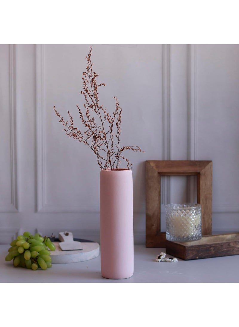 Craftribal Minimalist Ceramic Pastel Cylinder Vases Pack of 4 9 inches Height Flower Vases for Home Dcor Gifting Living Room Bedroom Kitchen Office Wall Decoration Items