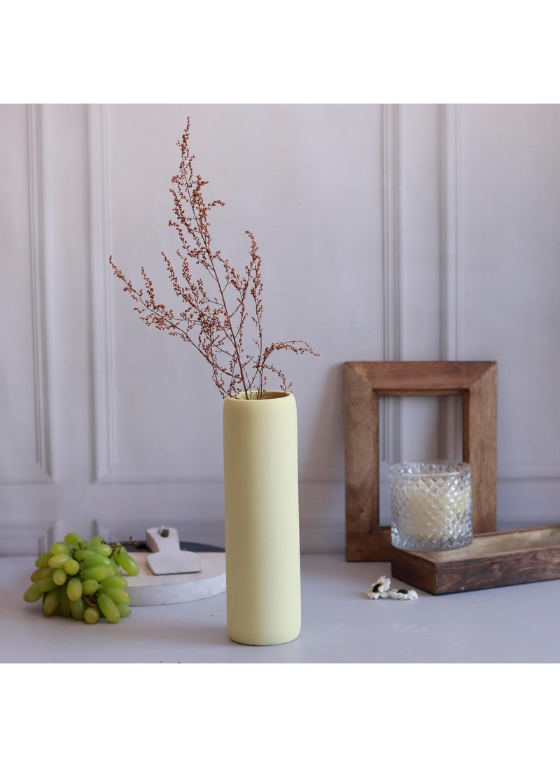 Craftribal Minimalist Ceramic Pastel Cylinder Vases Pack of 4 9 inches Height Flower Vases for Home Dcor Gifting Living Room Bedroom Kitchen Office Wall Decoration Items