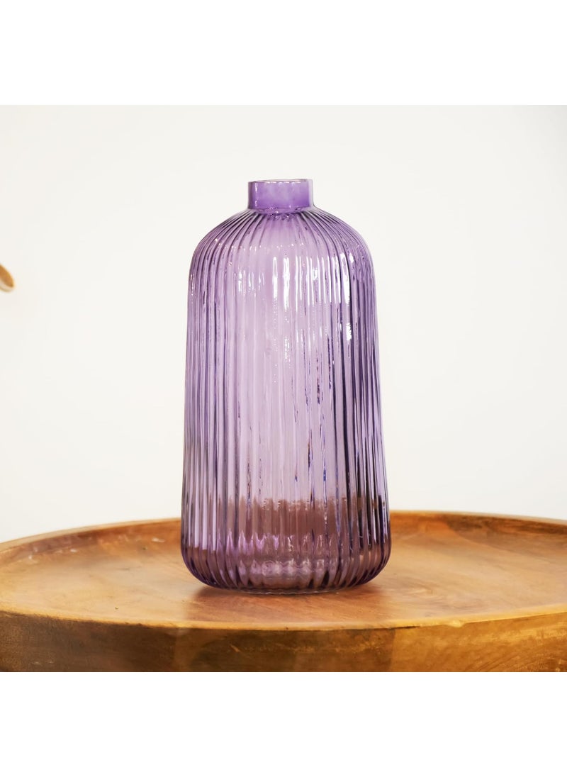 Praahi Lifestyle Decorative Bottle Round Glass Vases for Flower Plants Set of 2 6 inches 85 inches Purple Color Modern Home DecorOffice and Living Room Centerpieces Decoration Items