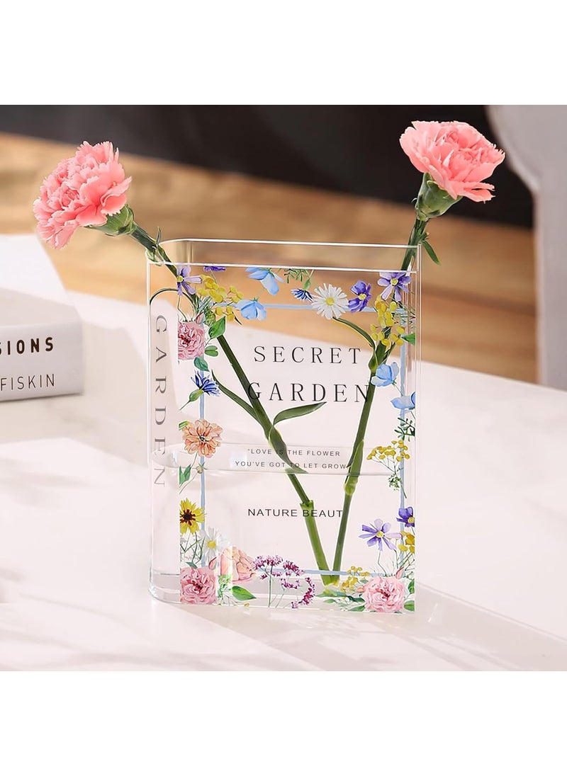 ABOUT SPACE Flower Vase Book Vase for Living Room Acrylic Vase for Water Plants Transparent Vase for Home Decor Windowsill Table Top Decor for Home Office Restaurants