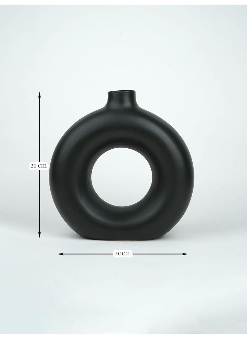 Purezento Beautiful Ceramic Decorative Vases with Unique Quality for Home DecorCenter Table Flowers Pot Bedroom Side Corners and Party Centerpieces BlackDonuts 8 Inch VASE
