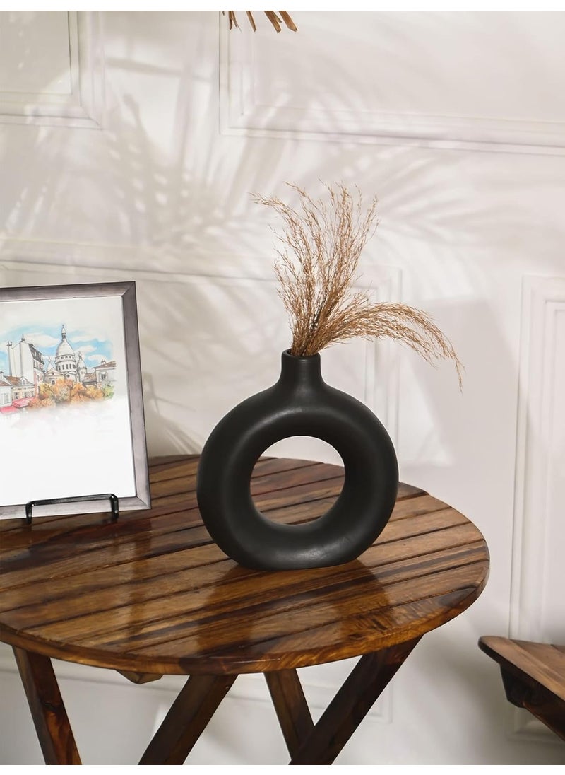 Purezento Beautiful Ceramic Decorative Vases with Unique Quality for Home DecorCenter Table Flowers Pot Bedroom Side Corners and Party Centerpieces BlackDonuts 8 Inch VASE