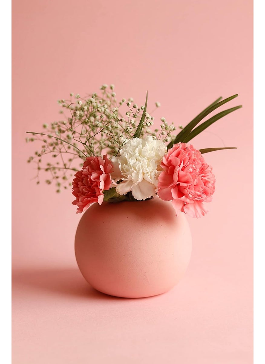 Craftribal Ceramic Round Vase Flower Vase Ceramic Vase Round Shaped Vase Modern Vase Home Decor Centrepiece Decor Piece 55 inches Pink