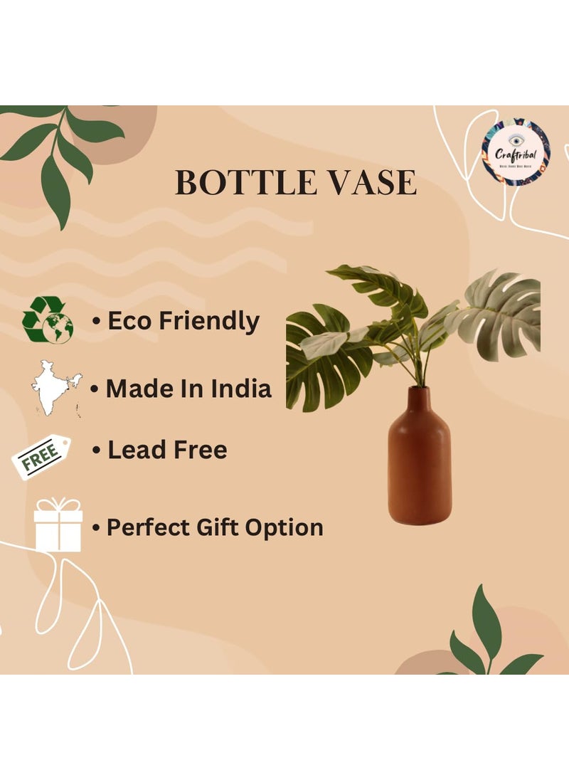 Craftribals Modern Ceramic Vase 7 inch Bottle Vase for FlowersGiftHomeOfficeDeskTableCenterpieceIdeal ShelfHousewarmingWedding Decorative