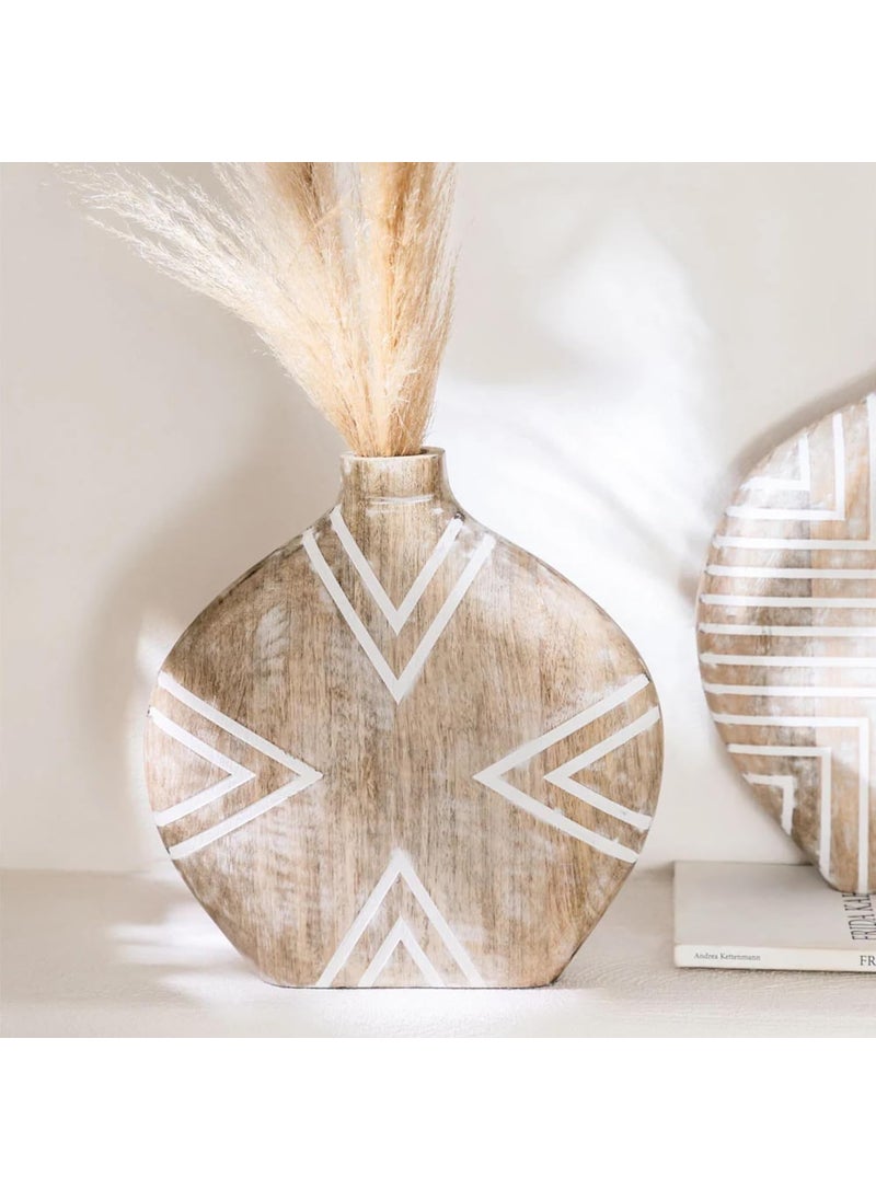 Duadecor Wooden Flower Vase for Home Decor Wood Big Size Decorative Flowers Pot for Table Decor Centrepiece Artistic Boho Handmade Flower Holder Stand for Coffee Table Corner and Gift 30 x 30 cm
