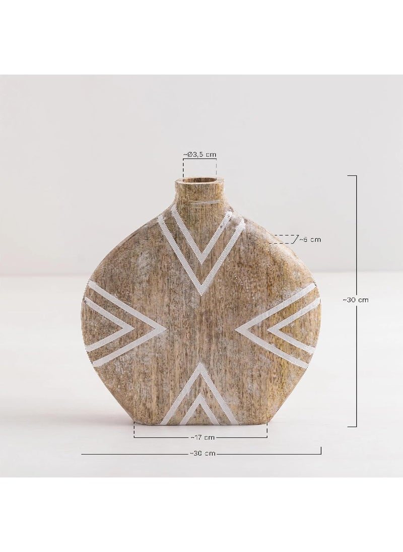 Duadecor Wooden Flower Vase for Home Decor Wood Big Size Decorative Flowers Pot for Table Decor Centrepiece Artistic Boho Handmade Flower Holder Stand for Coffee Table Corner and Gift 30 x 30 cm