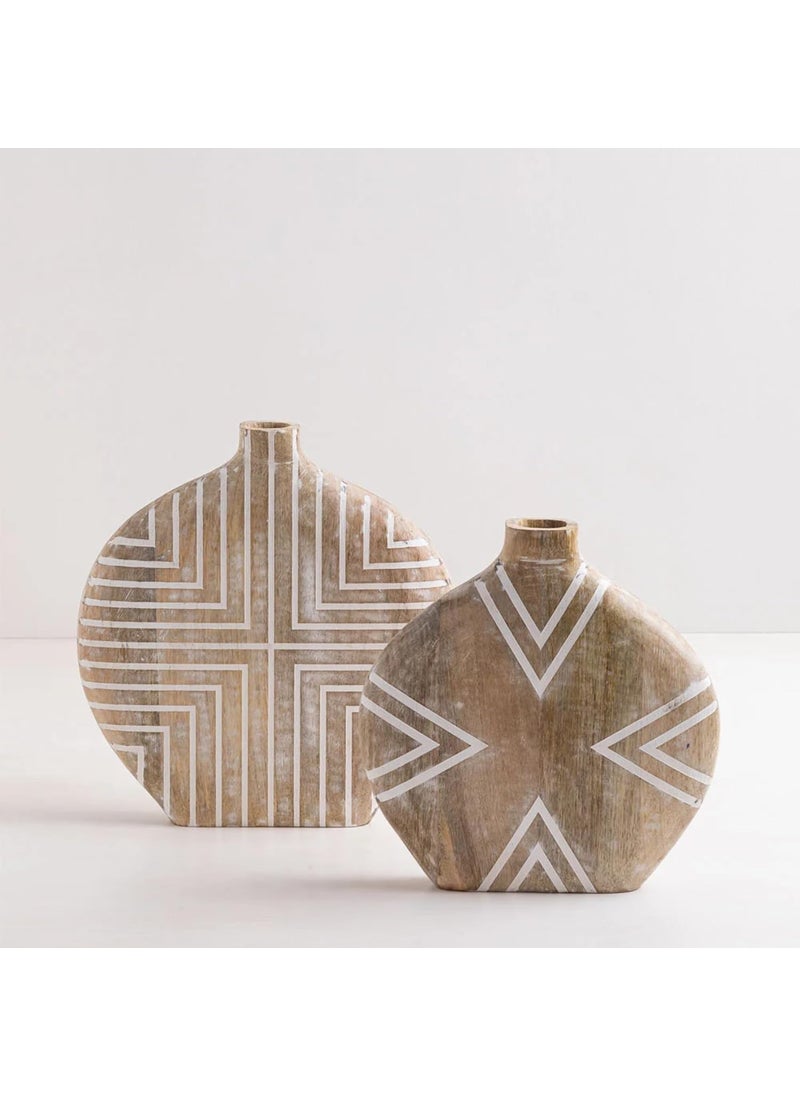 Duadecor Wooden Flower Vase for Home Decor Wood Big Size Decorative Flowers Pot for Table Decor Centrepiece Artistic Boho Handmade Flower Holder Stand for Coffee Table Corner and Gift 30 x 30 cm