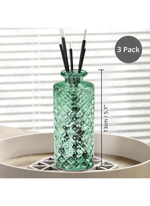 ABOUT SPACE Glass Bud Flower Vase Pack of 3 Glass Centrepiece Mini Flower Vase Antique Collections for Wedding Decoration Sturdy Textured Bottle Shaped Table Top Decor for Home Restaurants Green