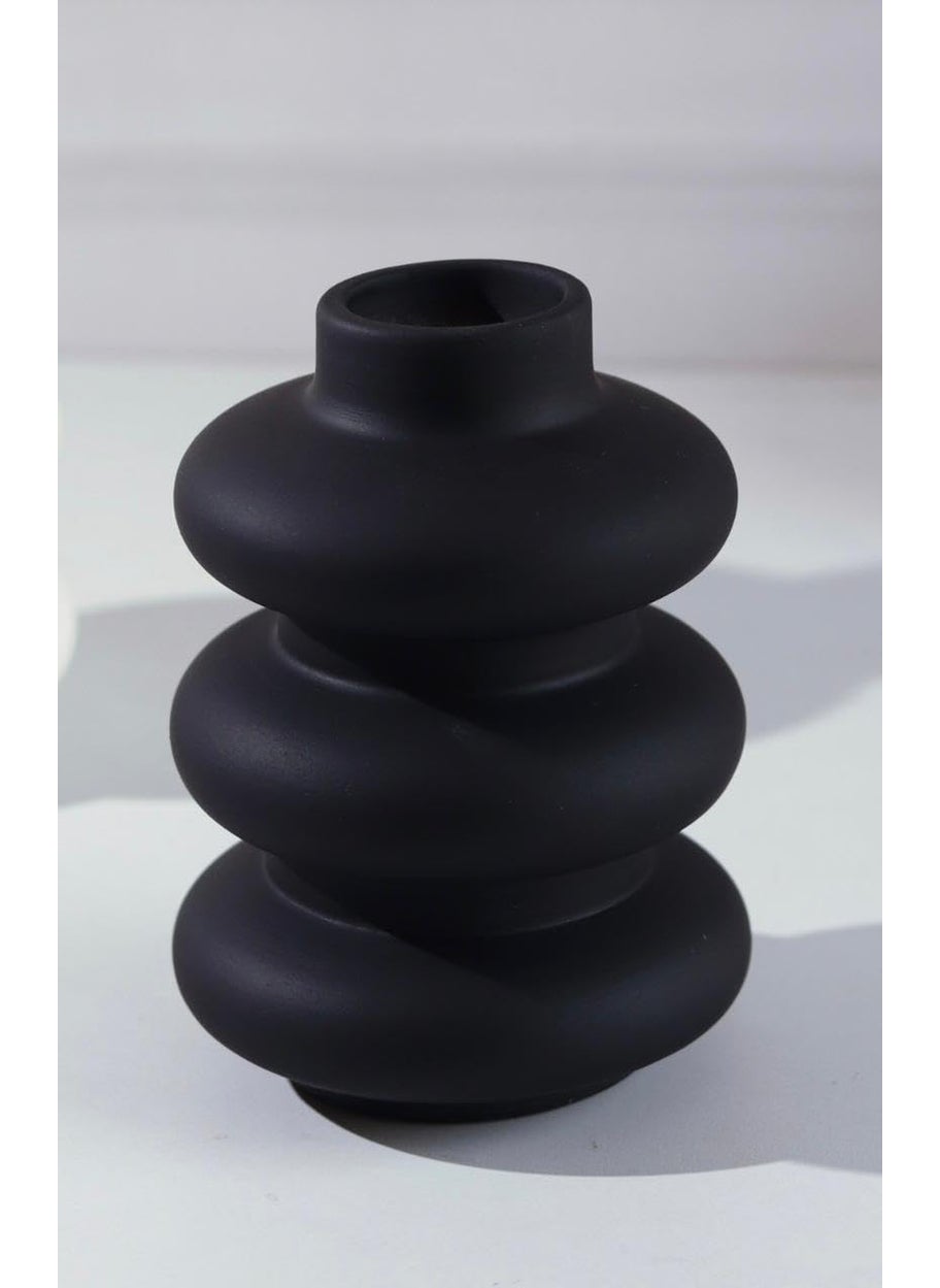 Craftribal Black Minimalist Spiral VaseOffice DeskPampass Grass VaseHome Decor CentrepieceSize6 inches