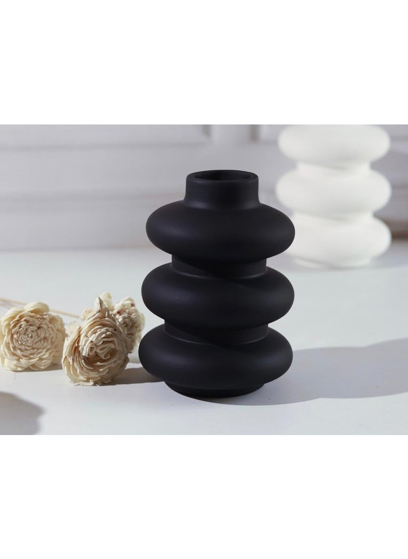 Craftribal Black Minimalist Spiral VaseOffice DeskPampass Grass VaseHome Decor CentrepieceSize6 inches