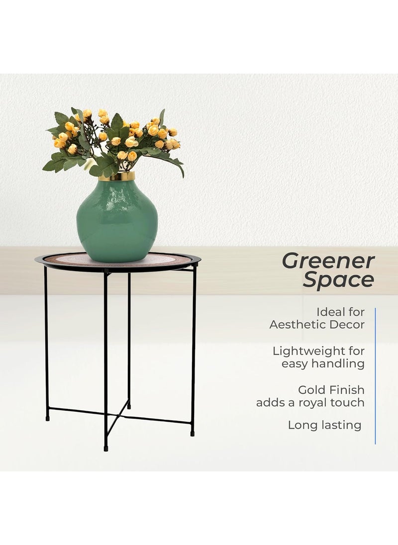 Urban Born Metal Flower Vase for Home vases Table Decorative Item for Festivals Decorative Items Living Room Vintage Decor 15X 15X 15cm Green