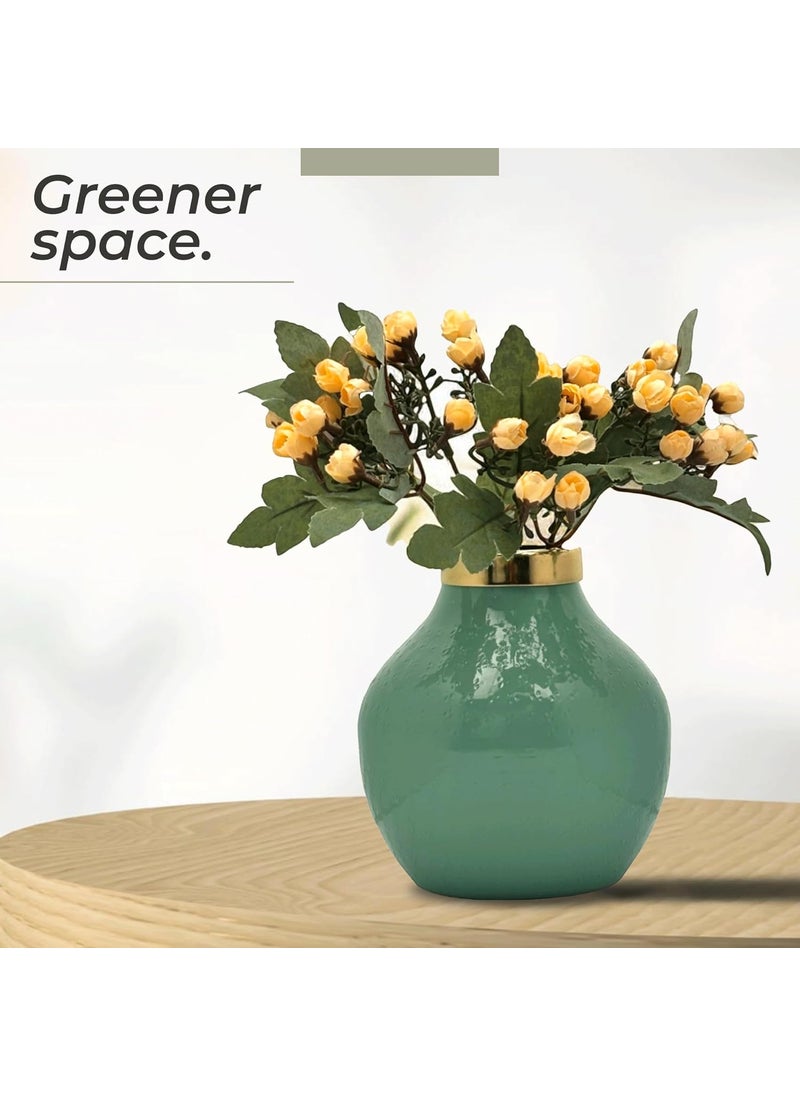 Urban Born Metal Flower Vase for Home vases Table Decorative Item for Festivals Decorative Items Living Room Vintage Decor 15X 15X 15cm Green