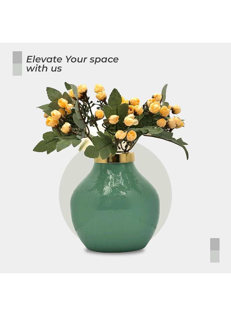 Urban Born Metal Flower Vase for Home vases Table Decorative Item for Festivals Decorative Items Living Room Vintage Decor 15X 15X 15cm Green