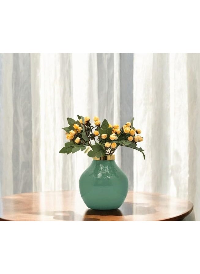 Urban Born Metal Flower Vase for Home vases Table Decorative Item for Festivals Decorative Items Living Room Vintage Decor 15X 15X 15cm Green