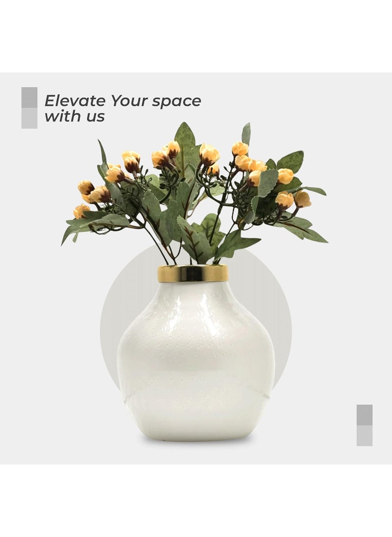 Urban Born Metal Flower Vase for Home vases Table Decorative Item for Festivals Decorative Items Living Room Vintage Decor 15X 15X 15cm White