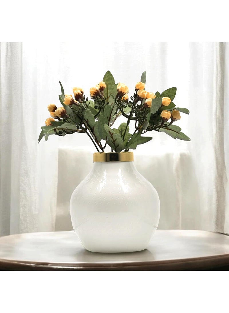 Urban Born Metal Flower Vase for Home vases Table Decorative Item for Festivals Decorative Items Living Room Vintage Decor 15X 15X 15cm White