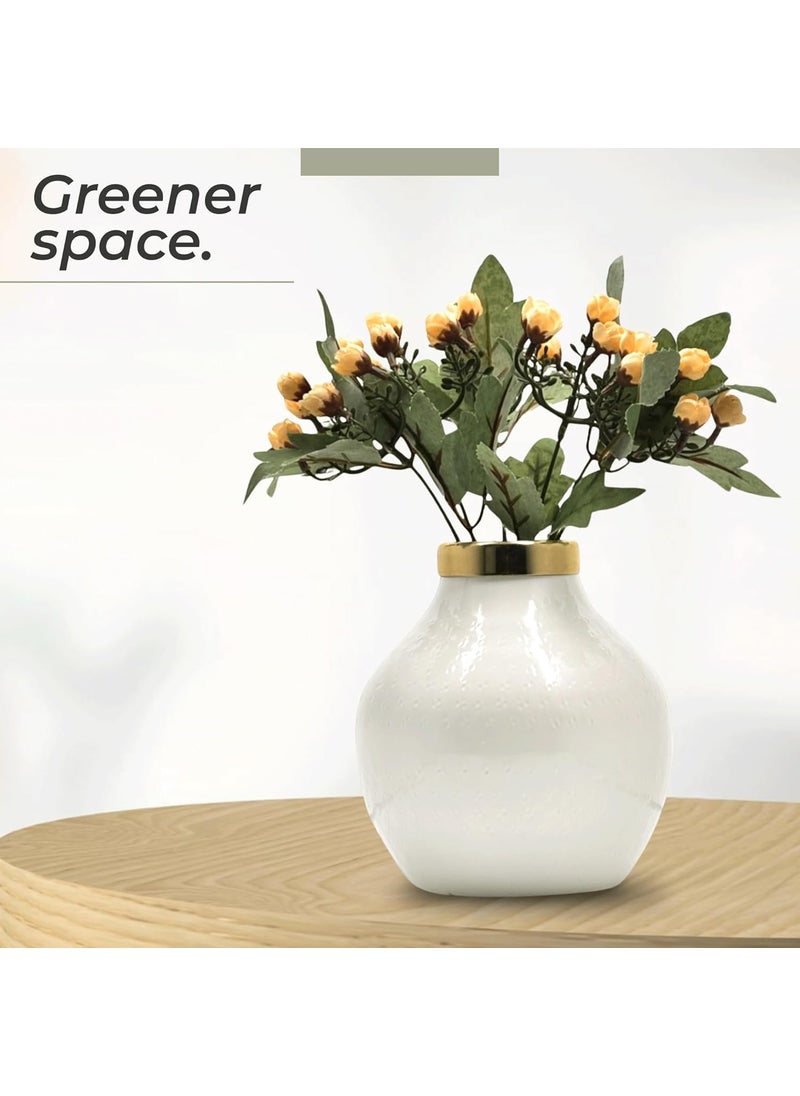 Urban Born Metal Flower Vase for Home vases Table Decorative Item for Festivals Decorative Items Living Room Vintage Decor 15X 15X 15cm White