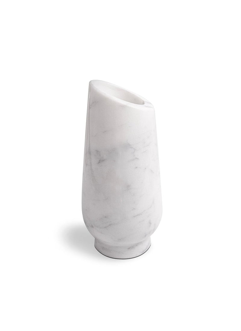 HANDICRAFT BAZAAR Flower Vase Marble Home and Living Room Decore Italian Marble Flower Vase 9 Inches Wonder White