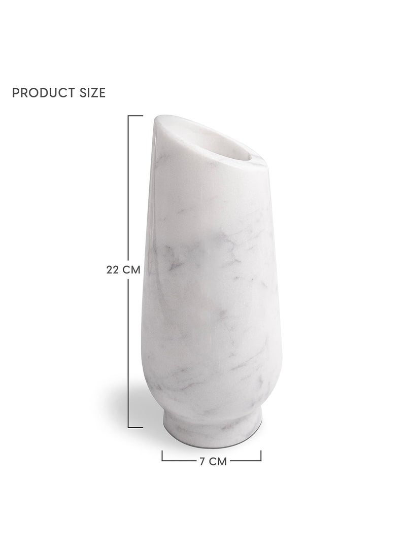 HANDICRAFT BAZAAR Flower Vase Marble Home and Living Room Decore Italian Marble Flower Vase 9 Inches Wonder White