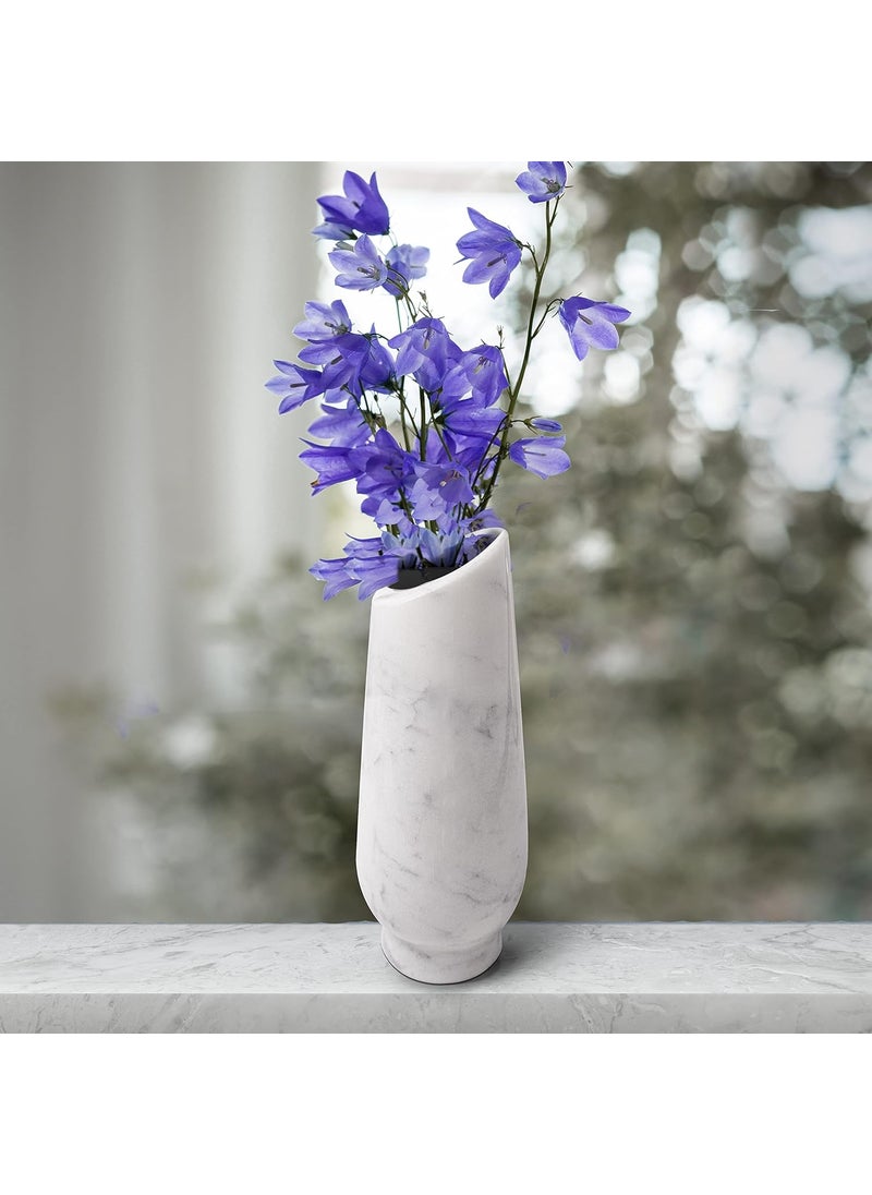 HANDICRAFT BAZAAR Flower Vase Marble Home and Living Room Decore Italian Marble Flower Vase 9 Inches Wonder White