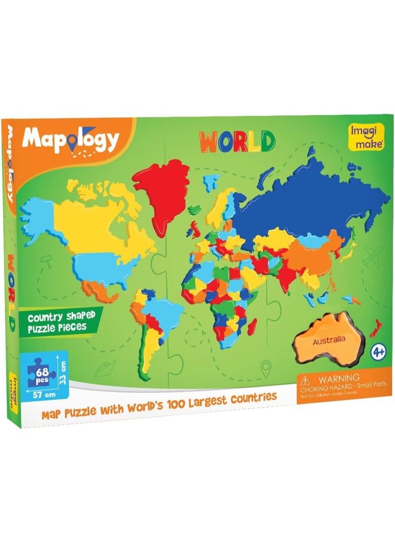 Mapology World- World Map And Its Countries- Learning Aid & Educational Toy- Jigsaw Puzzle- For kids Age 4 and Above