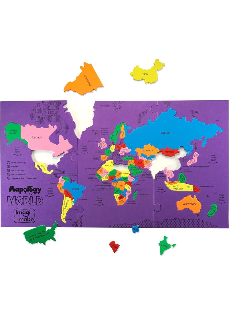 Mapology World- World Map And Its Countries- Learning Aid & Educational Toy- Jigsaw Puzzle- For kids Age 4 and Above