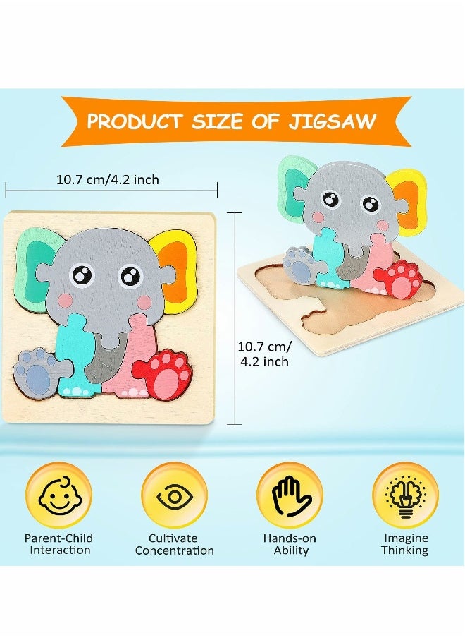 Wooden Puzzles for Toddler 1-3 Years Old Wood Jigsaw Puzzles for Boys Montessori Games and Educational Toys for Kids Wooden Toddler Puzzles Present (6Pack Animal)
