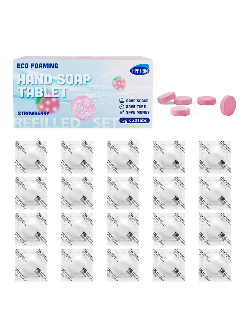 Foaming Hand Soap Refills Tablets 20 Pack 174 fl oz Total Make 20 x 87 fl oz Foam bottles of soap EcoFriendly Hand Wash Pods Soft Hand Wash Strawberry