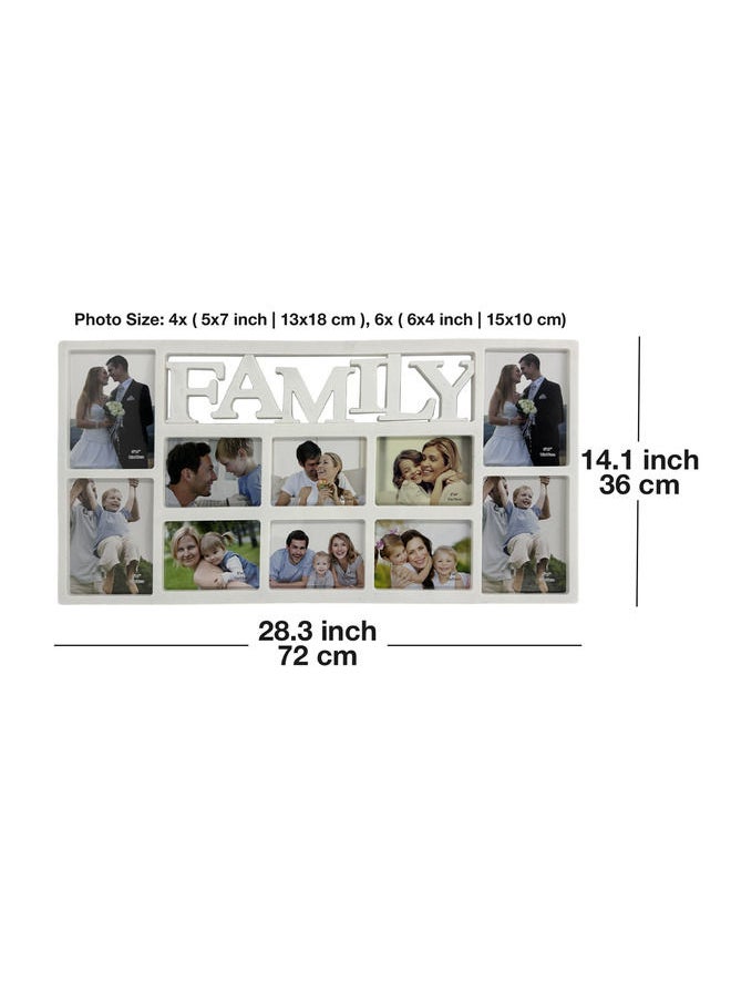 Decorhills Plastic Family Design Multi Pictures Collage Photo Frame | Wall Mount Display | Holds Multiple Photos | White Frame | Durable & Lightweight | Home & Office Décor | 1-Pc