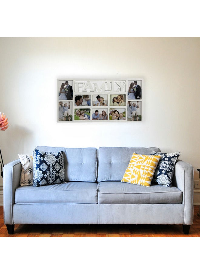 Decorhills Plastic Family Design Multi Pictures Collage Photo Frame | Wall Mount Display | Holds Multiple Photos | White Frame | Durable & Lightweight | Home & Office Décor | 1-Pc