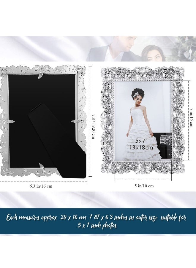 Enhance Your Cherished Moments with a Set of 2 Rhinestone Crystal Picture Frames - Ideal for Weddings, Birthdays, and Special Occasions