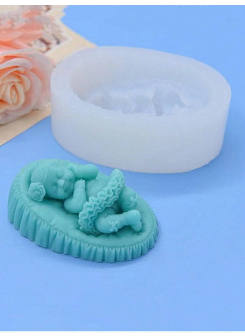 RKPM HOMES Sleeping Baby with a Pillow Design Fondant Mold I 3D Newborn Christening Silicone Mould I for DIY Handmade Cake Dcor Polymer Clay Candy Cookies Muffin Soap Resin Wax Candle Making C