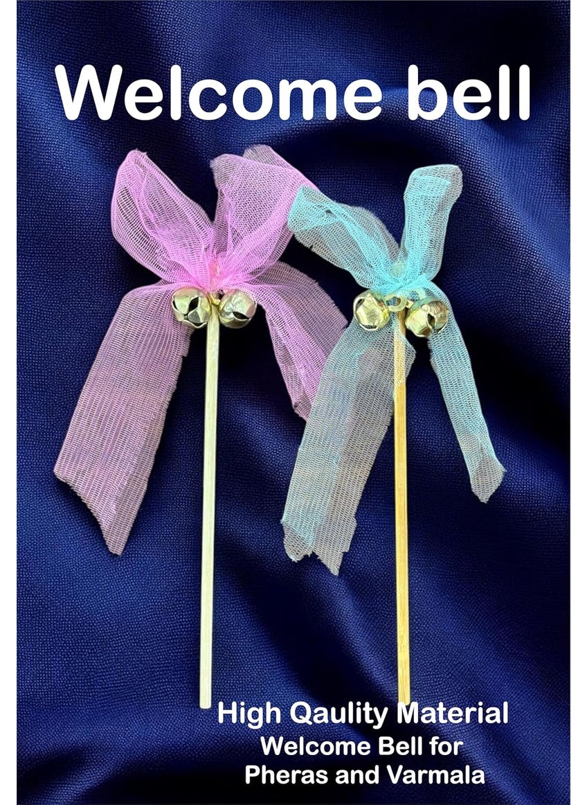 Smaran Wedding Bell Rattles for Pheras and Varmala Welcome Bells Wedding Fairy Twirling Ribbon Sticks Wands with Bell Multicolor 25