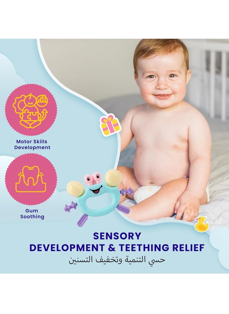 Baby Teether Toy Rattle Set 14 PCS Baby Rattle Toy Set Spin Rattles Sensory Toy Set Food Grade Silicone Material Early Educational Toy Set With Storage Box