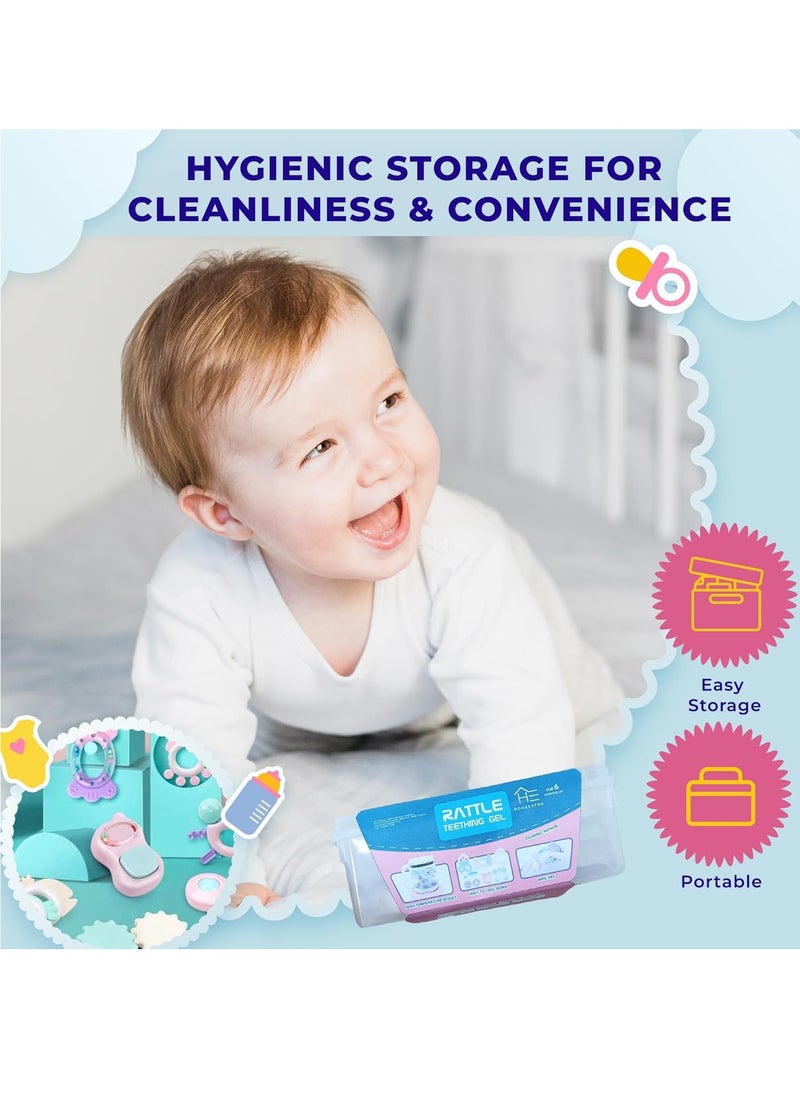 Baby Teether Toy Rattle Set 14 PCS Baby Rattle Toy Set Spin Rattles Sensory Toy Set Food Grade Silicone Material Early Educational Toy Set With Storage Box