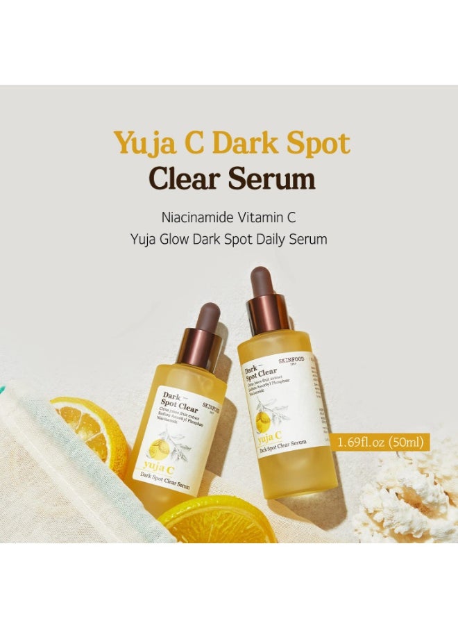 SKINFOOD Yuja C Dark Spot Clear Serum (50ml), 75% Yuja Extract with Niacinamide & Panthenol Blemish Care Serum