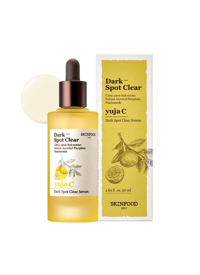 SKINFOOD Yuja C Dark Spot Clear Serum (50ml), 75% Yuja Extract with Niacinamide & Panthenol Blemish Care Serum
