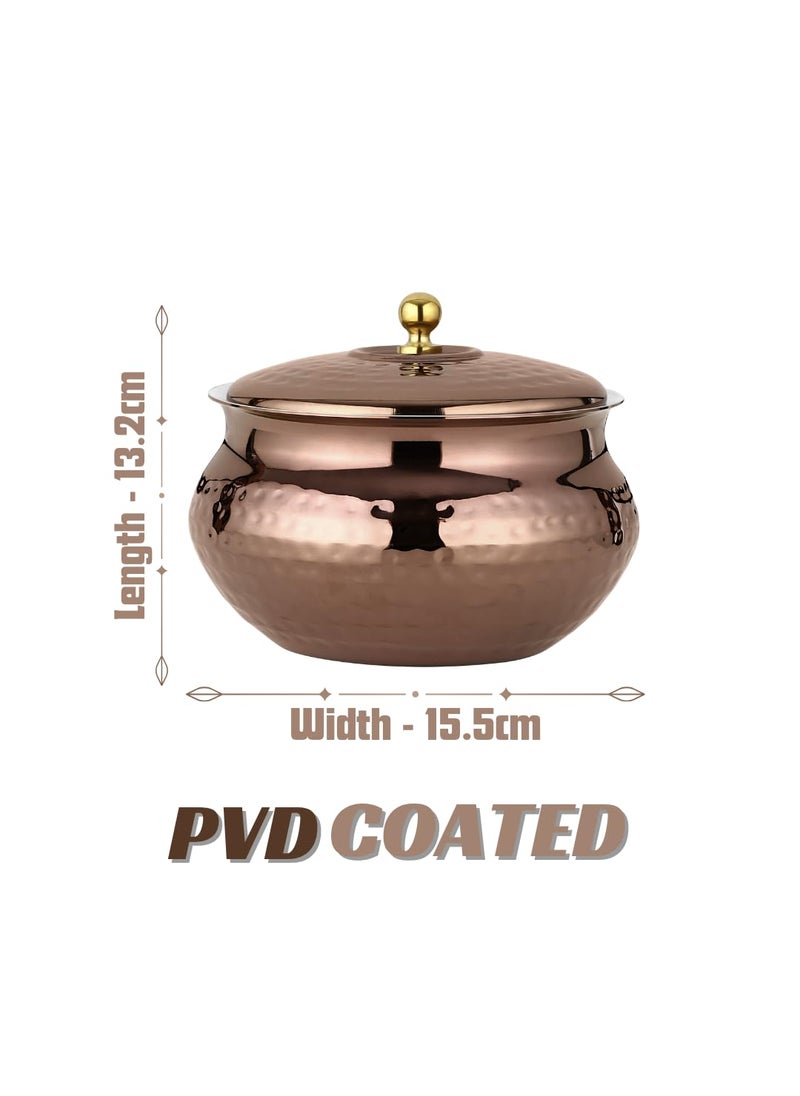 Chakmak Sophia Rose Gold PVD Coating Handi Set Handi with Gift Box Festival Wedding Birthday Parties Gifting Set Set of 2 Pcs 1200ml Each