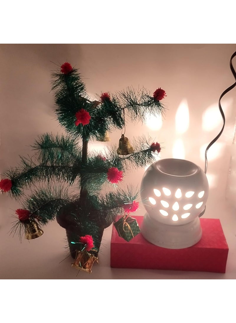 Oberlo Handcrafted Ceramic Electric Burner with Flat Shape for HomeOfficeHallAuditorium with Rose Lavendor and Lemongrass Fragrance 10ml Each