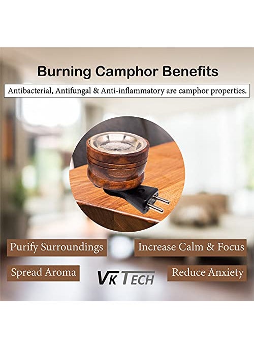 VK Tech Electroma Kapurdani Wooden Electric Incense Burner Brown Pack of 2