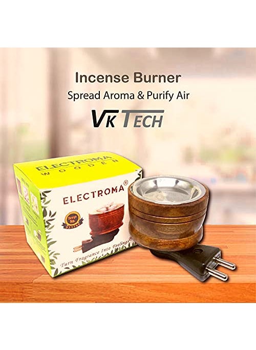 VK Tech Electroma Kapurdani Wooden Electric Incense Burner Brown Pack of 2