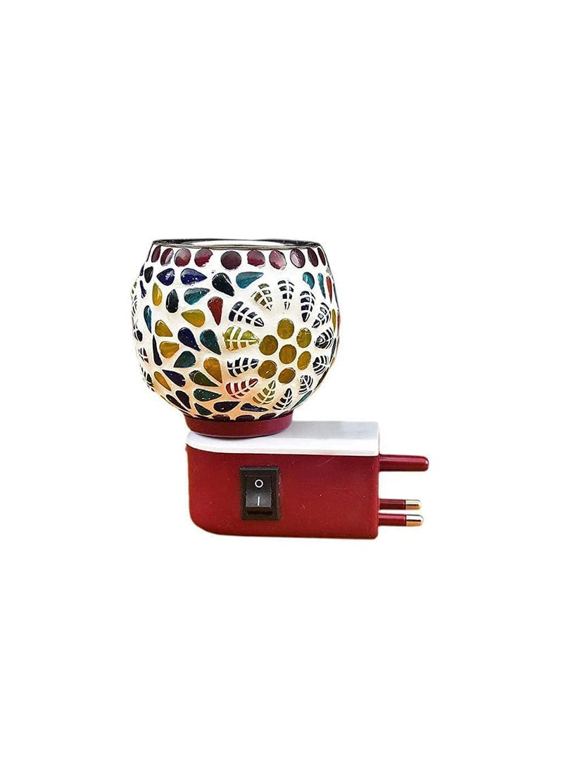 SK Trades Multipurpose Ceramic Kapoor Dani Night lamp Electric Incense Burner Aroma Burner with Night Lamp for Home Round